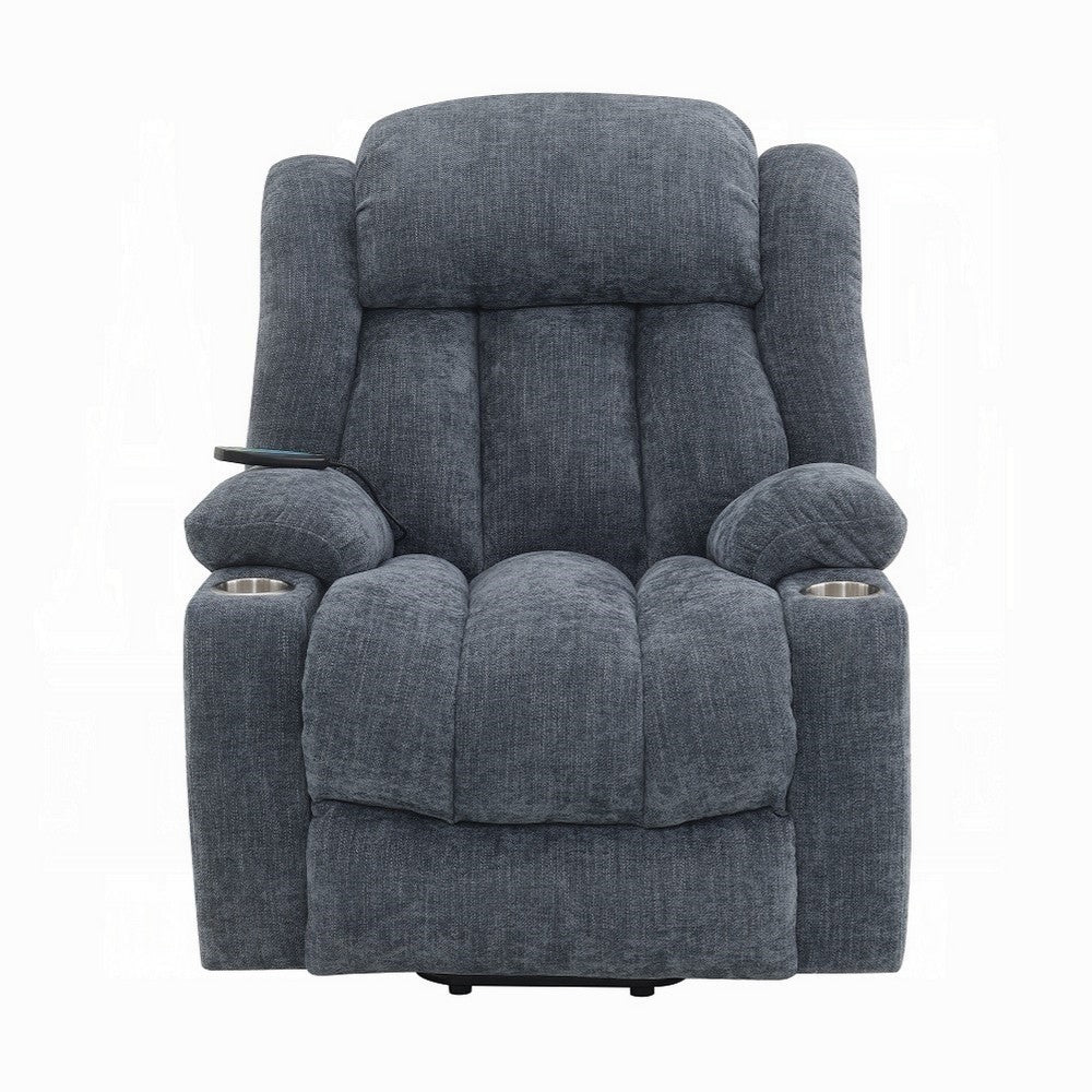 Mario Power Recliner Chair with Lift, Heating, Massage, Blue Velvet