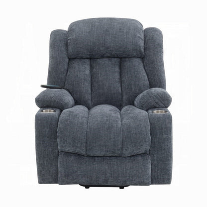 Mario Power Recliner Chair with Lift, Heating, Massage, Blue Velvet