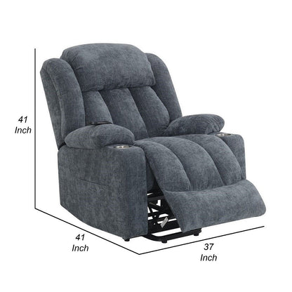 Mario Power Recliner Chair with Lift, Heating, Massage, Blue Velvet