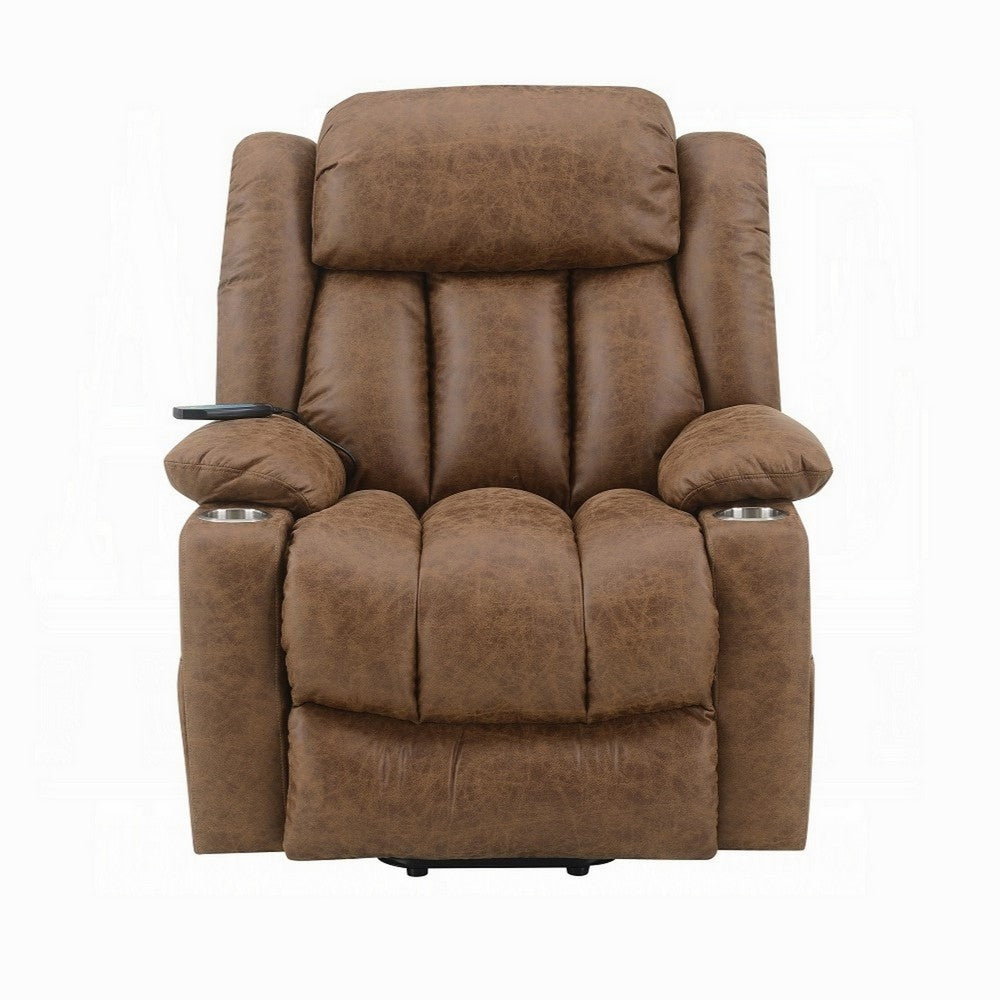 Mario Power Recliner Lift Chair, Heating Massage, Brown Faux Leather