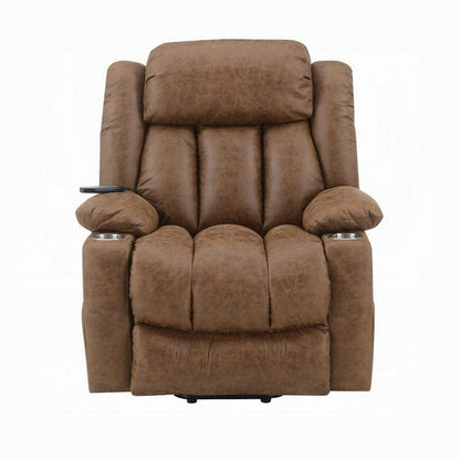 Mario Power Recliner Lift Chair, Heating Massage, Brown Faux Leather