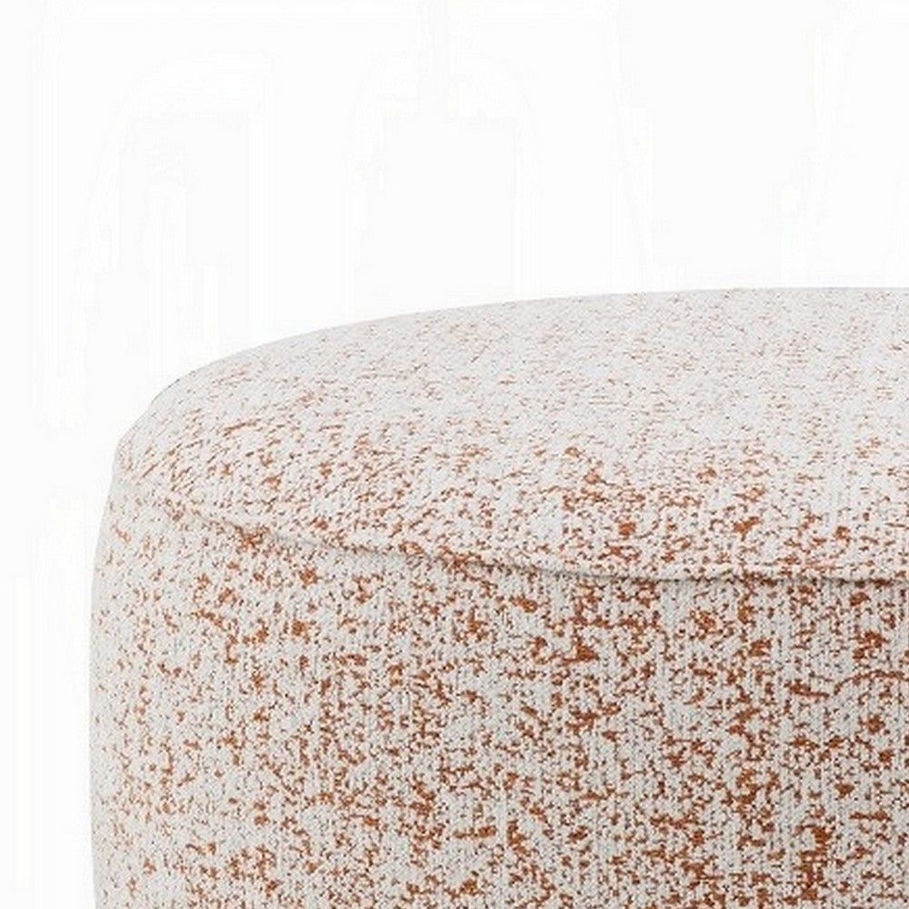 Sarah Ottoman, Round 39 Inch, Modern Style White Red Patterned Boucle