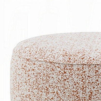 Sarah Ottoman, Round 39 Inch, Modern Style White Red Patterned Boucle