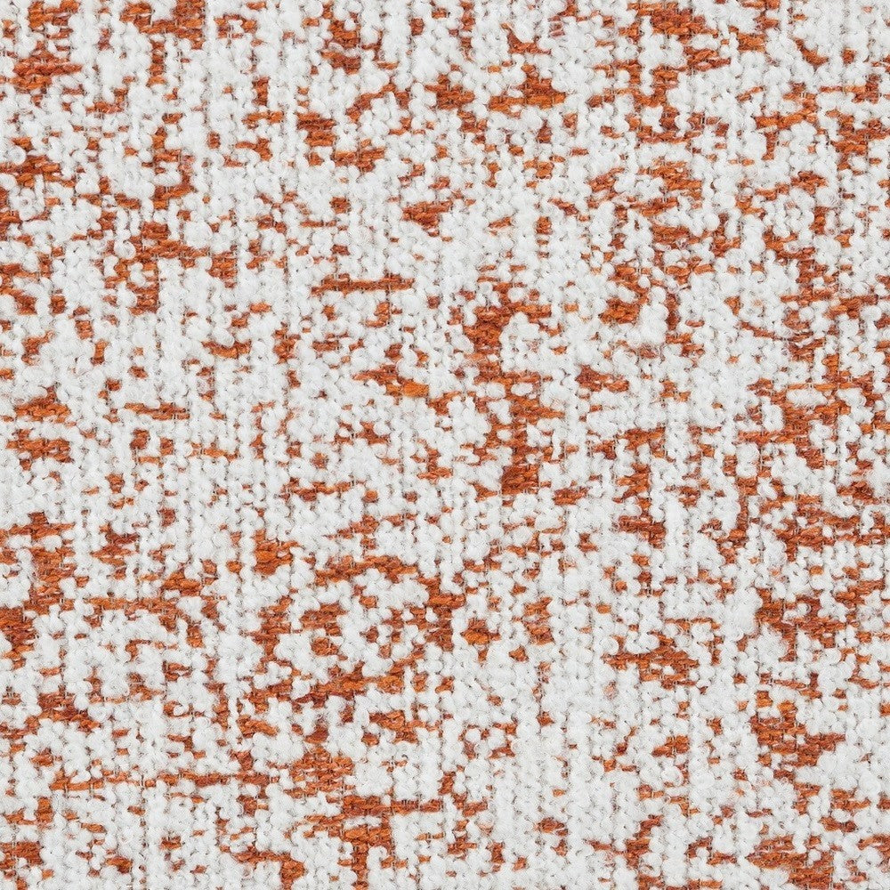 Sarah Ottoman, Round 39 Inch, Modern Style White Red Patterned Boucle