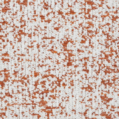 Sarah Ottoman, Round 39 Inch, Modern Style White Red Patterned Boucle