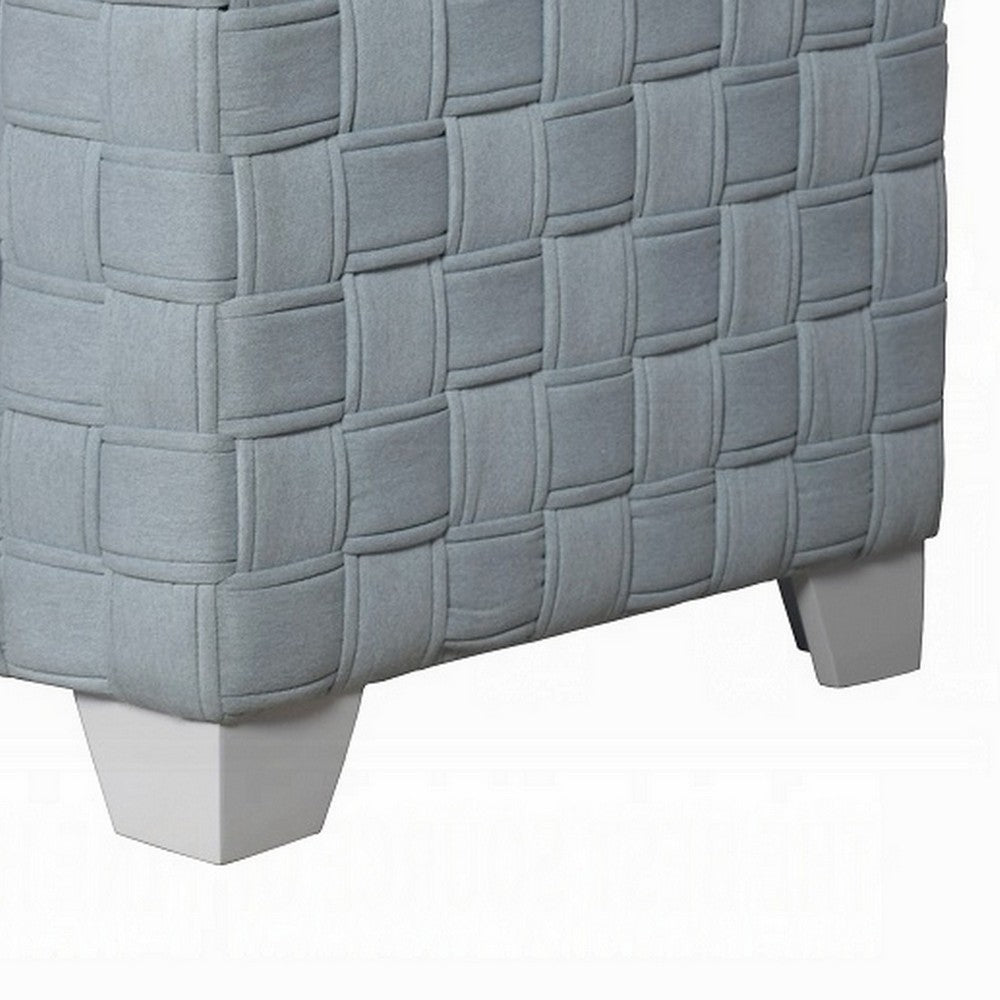 Reah Accent Chair, Knitted Light Blue Chenille, White Composite Wood