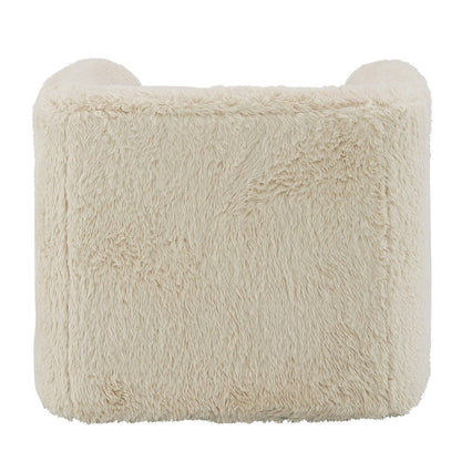 Savoir Swivel Accent Chair, Modern Soft Furry Beige Fabric, Round Arms