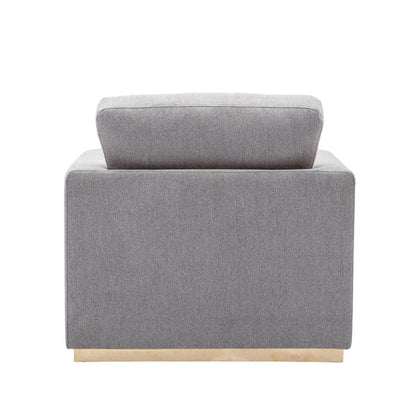 Sylvie Accent Armchair, Gray Linen, Square Modern Gold Base