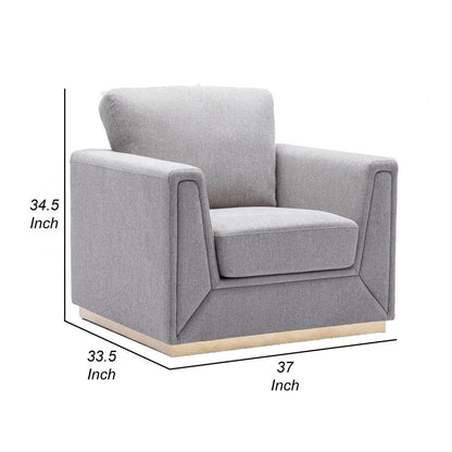 Sylvie Accent Armchair, Gray Linen, Square Modern Gold Base