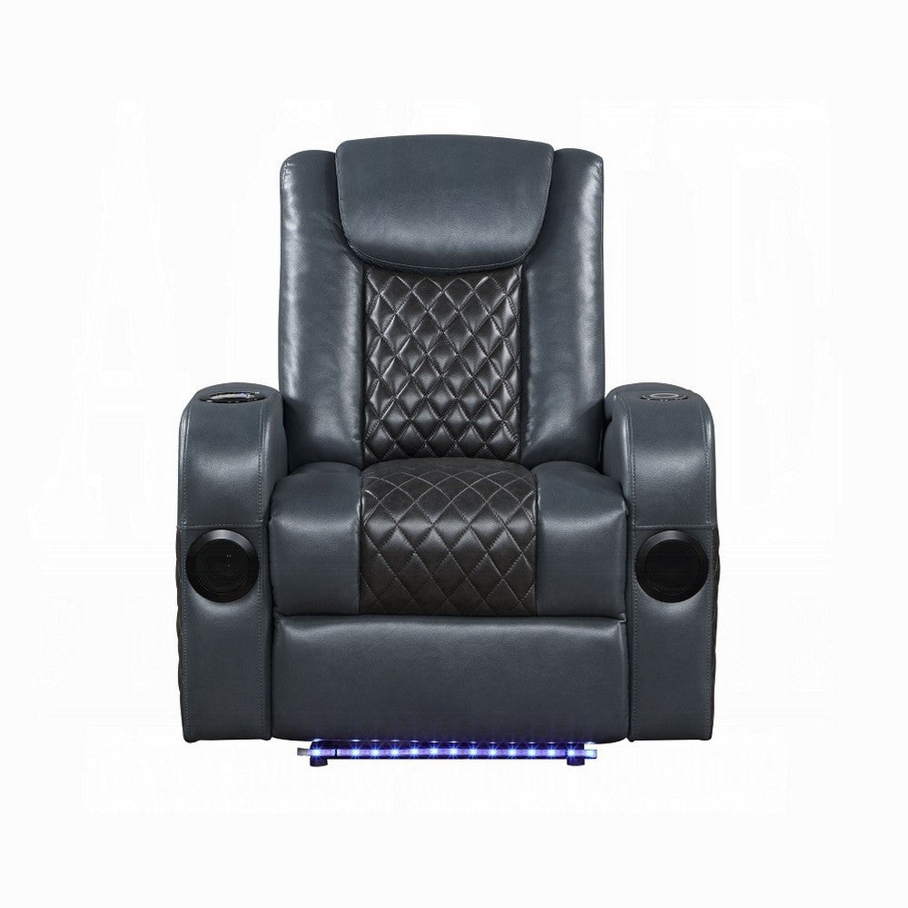 Liza Power Motion Recliner Chair, Bluetooth, Gray Black Faux Leather
