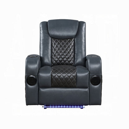 Liza Power Motion Recliner Chair, Bluetooth, Gray Black Faux Leather