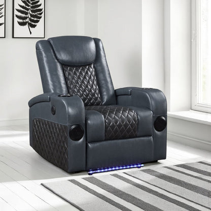 Jero Power Motion Recliner Armchair with USB Port, Light Gray Faux Leather