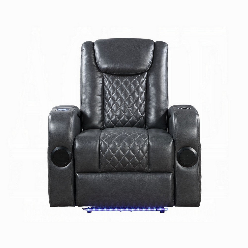 Liza Power Motion Recliner Chair, Bluetooth USB, Gray Faux Leather