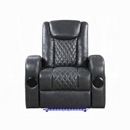 Liza Power Motion Recliner Chair, Bluetooth USB, Gray Faux Leather