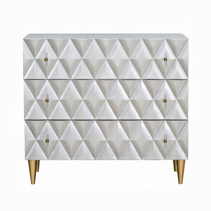 36 Inch Wide Nightstand Dresser, Drawers w Jewelry Tray, Silver, Gold