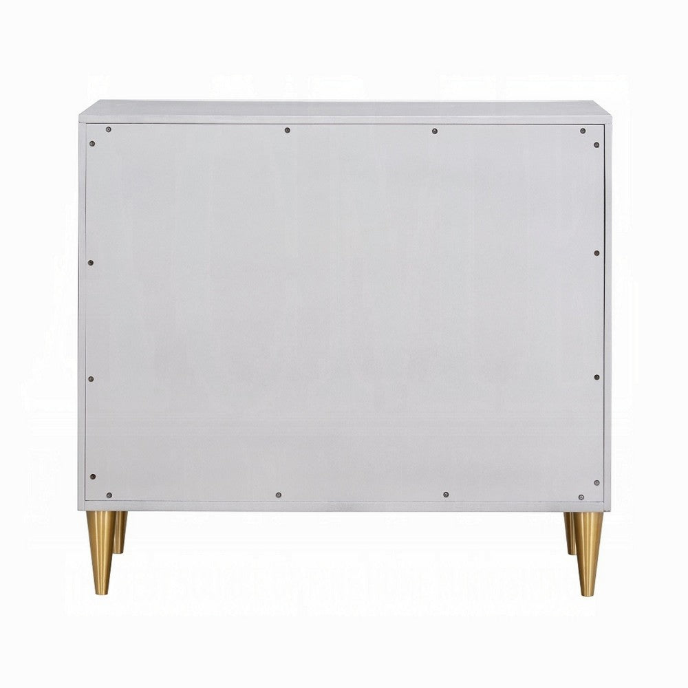 36 Inch Wide Nightstand Dresser, Drawers w Jewelry Tray, Silver, Gold