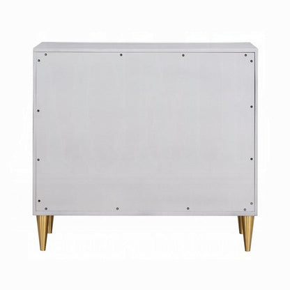 36 Inch Wide Nightstand Dresser, Drawers w Jewelry Tray, Silver, Gold