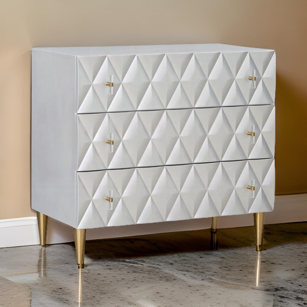 36 Inch Wide Nightstand Dresser, Drawers w Jewelry Tray, Silver, Gold