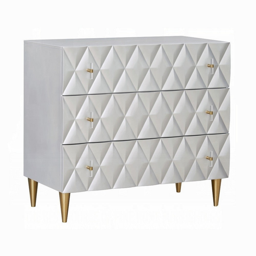 36 Inch Wide Nightstand Dresser, Drawers w Jewelry Tray, Silver, Gold
