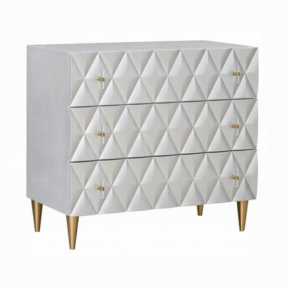 36 Inch Wide Nightstand Dresser, Drawers w Jewelry Tray, Silver, Gold