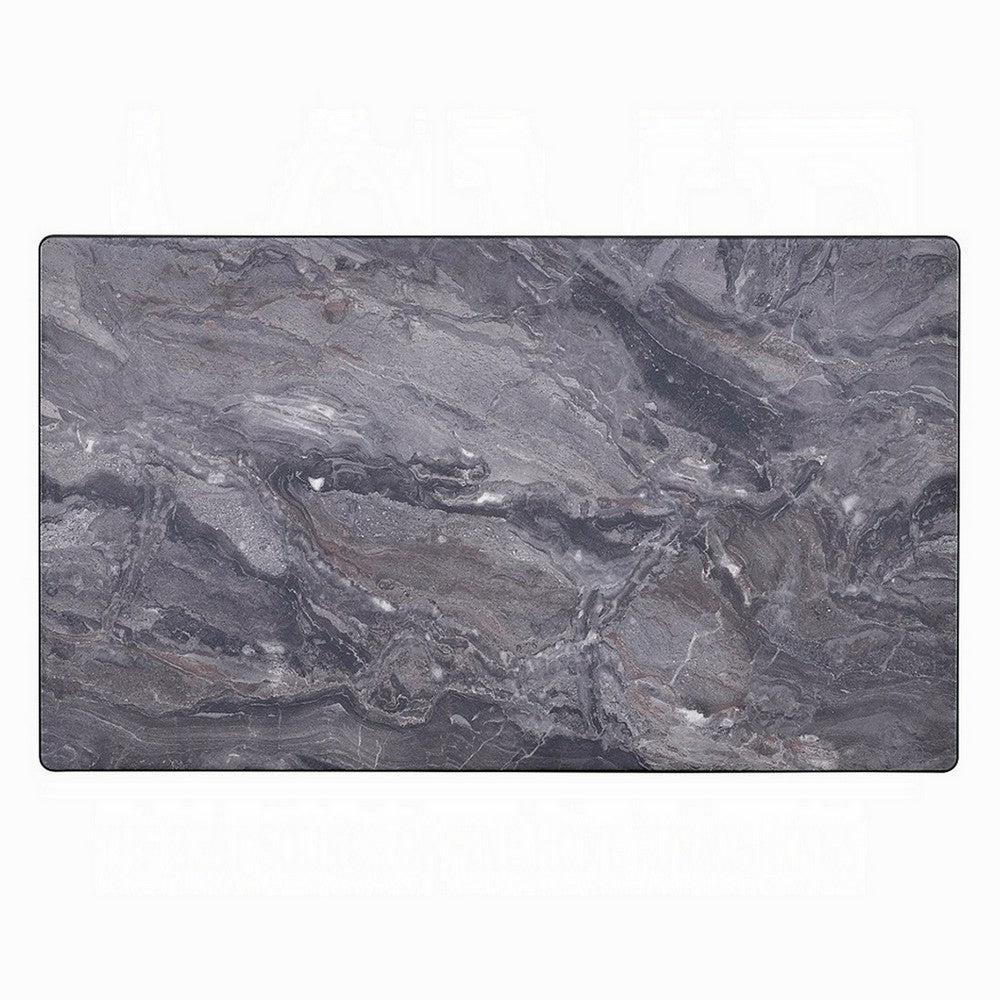 Evis Coffee Table, Rectangular 47 Inch Gray Faux Stone, Brown Wood