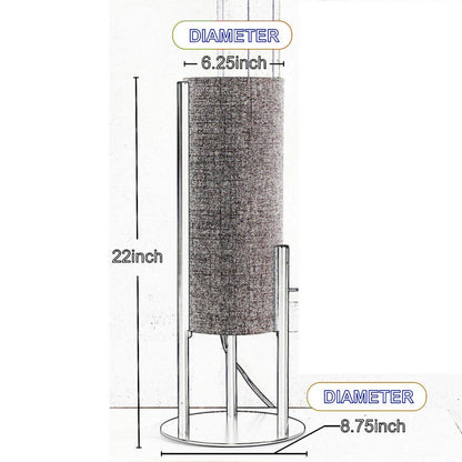 Modern Table Lamp, Upright Beige Linen Drum Shade, Black Metal 22 Inch