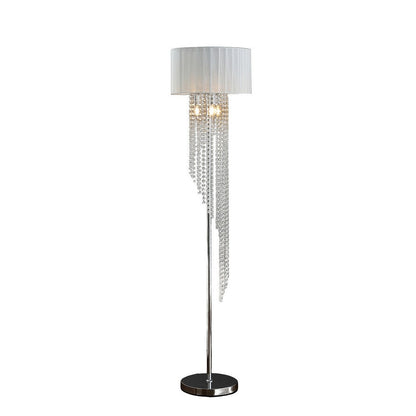 Mero Floor Lamp, Suspended Crystal Rain Chains, White Shade, 66 Inch