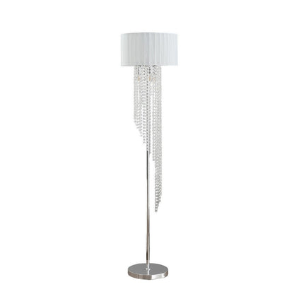 Mero Floor Lamp, Suspended Crystal Rain Chains, White Shade, 66 Inch