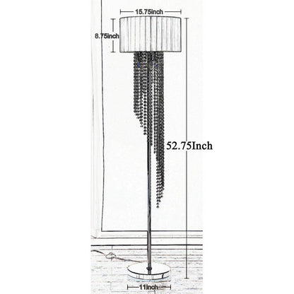 Mero Floor Lamp, Suspended Crystal Rain Chains, Pink Shade, 53 Inch