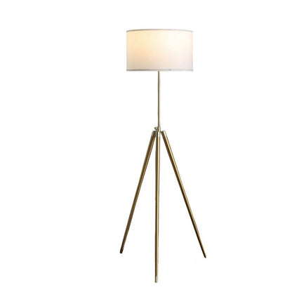 Kera Floor Lamp, White Drum Shade, Brass Gold Tripod Base 64 Inch