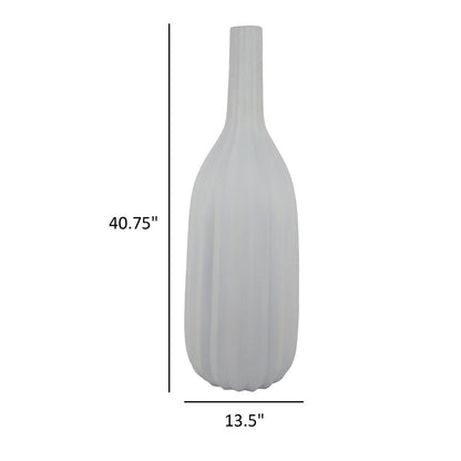 Rizie Vase with Ribbed Texture, 41 Inch Contemporary White Polyresin