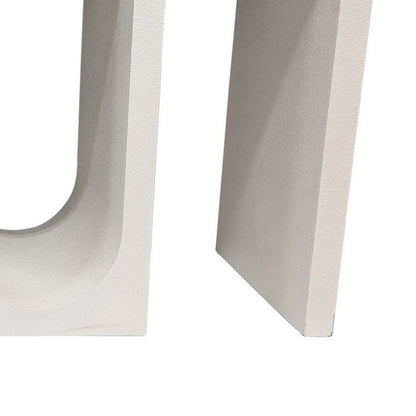 Rectangular Console Table with Wavelike Base, 54 Inch White Wood