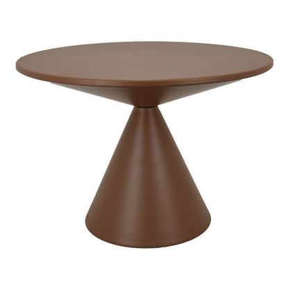 Jammy Plant Stand Table, Round 24 Inch Top, Brown Metal Cone Base