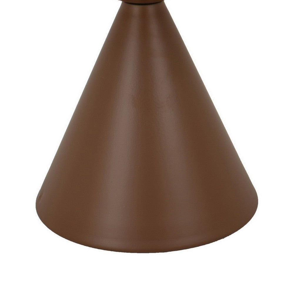 Jammy Plant Stand Table, Round 24 Inch Top, Brown Metal Cone Base