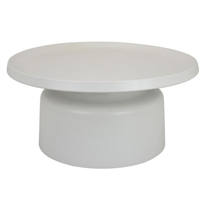 Ricca Plant Stand Table, White Metal, Round 29 Inch Top, Pedestal Base