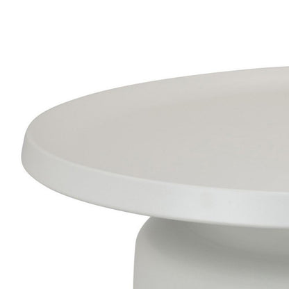 Ricca Plant Stand Table, White Metal, Round 29 Inch Top, Pedestal Base