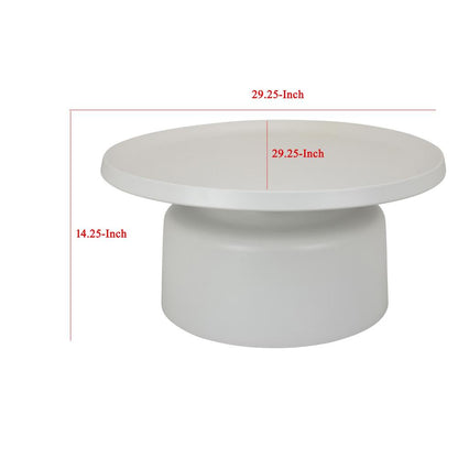 Ricca Plant Stand Table, White Metal, Round 29 Inch Top, Pedestal Base