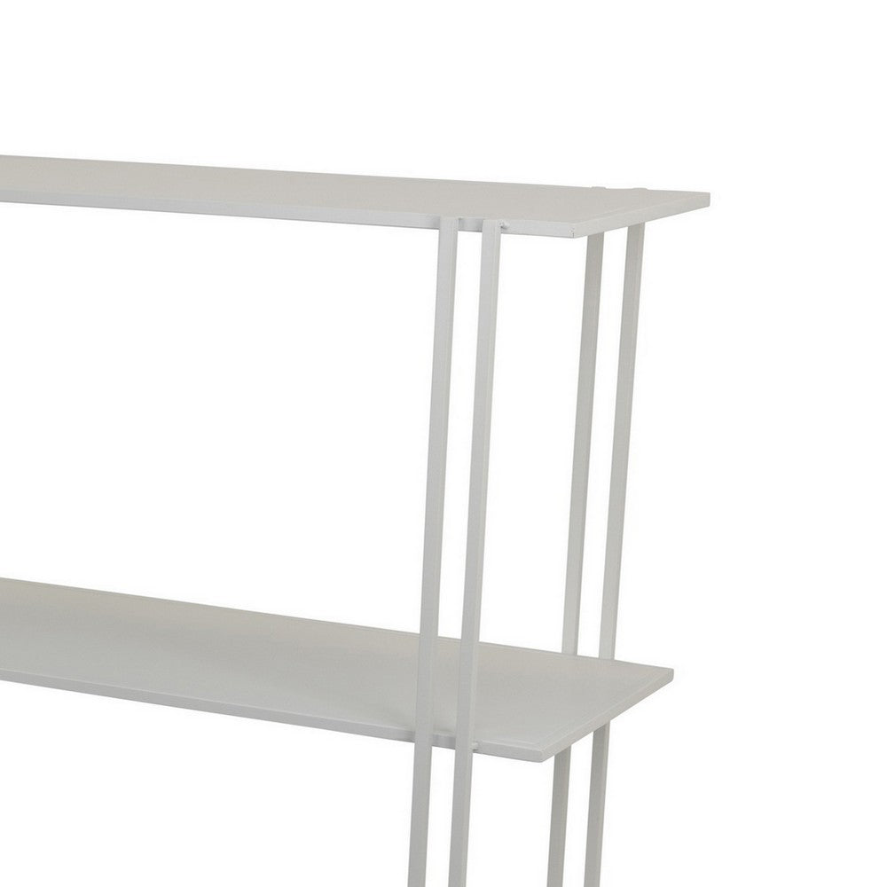 Rasha 3 Tier Storage Rack Rack, Spacious Shelves, White Metal, 44 Inch