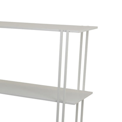 Rasha 3 Tier Storage Rack Rack, Spacious Shelves, White Metal, 44 Inch