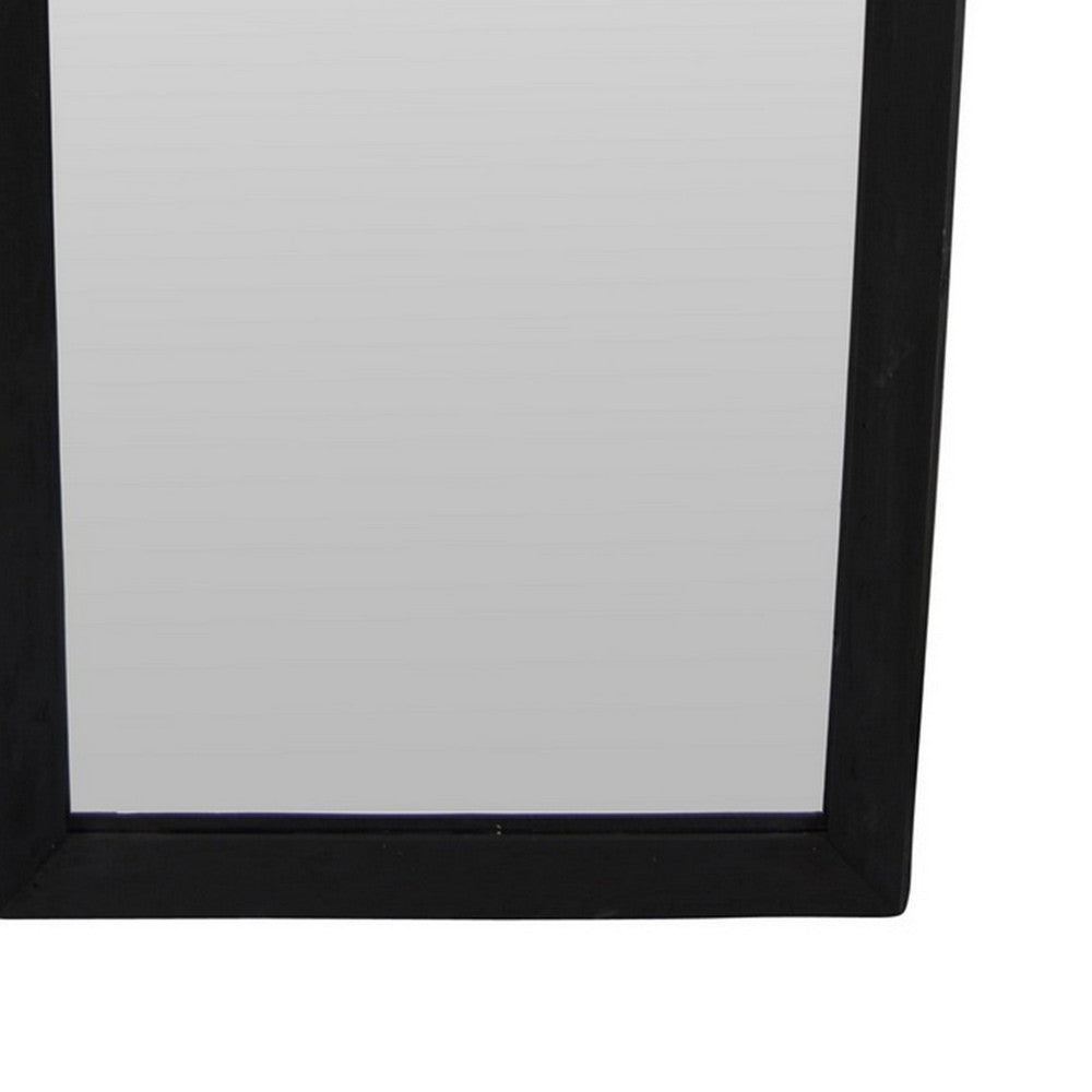 Wall-Mounted Mirror with Tall Rectangular Frame, 24 x 71, Black Metal