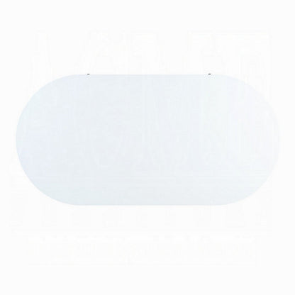 Tyce Oval Coffee Table with Drawer, 47 Inch, Glossy White, Gold Metal