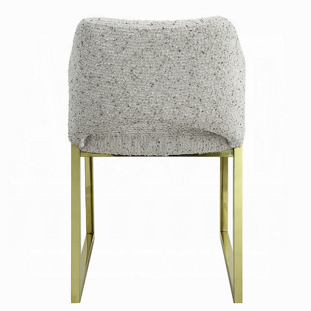 Side Dining Chair, Gold Stainless Steel, Gray Soft Teddy Sherpa