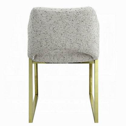 Side Dining Chair, Gold Stainless Steel, Gray Soft Teddy Sherpa