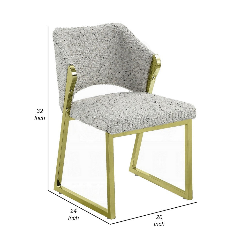 Side Dining Chair, Gold Stainless Steel, Gray Soft Teddy Sherpa