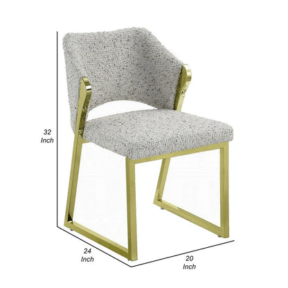 Side Dining Chair, Gold Stainless Steel, Gray Soft Teddy Sherpa