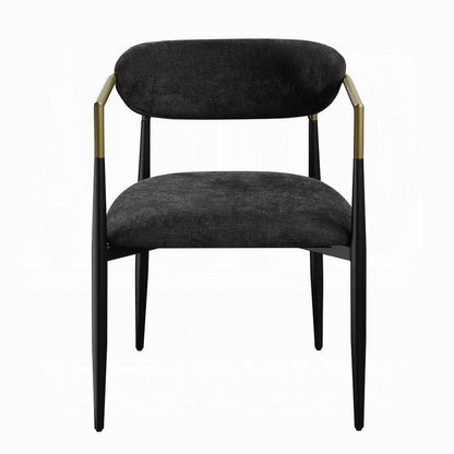Vonn Dining Side Chair Set of 2, Black Gold Metal, Black Fabric