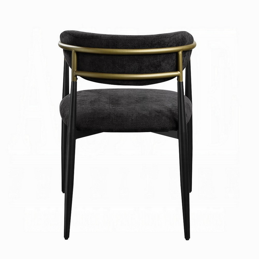 Vonn Dining Side Chair Set of 2, Black Gold Metal, Black Fabric