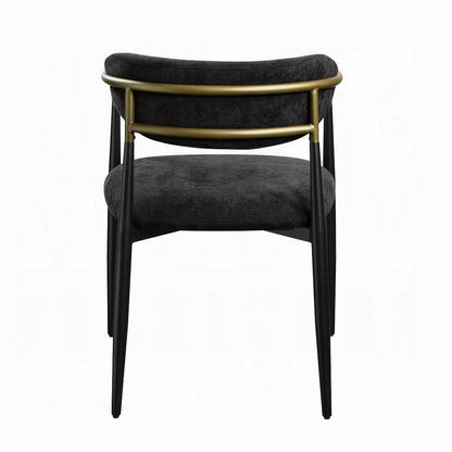 Vonn Dining Side Chair Set of 2, Black Gold Metal, Black Fabric