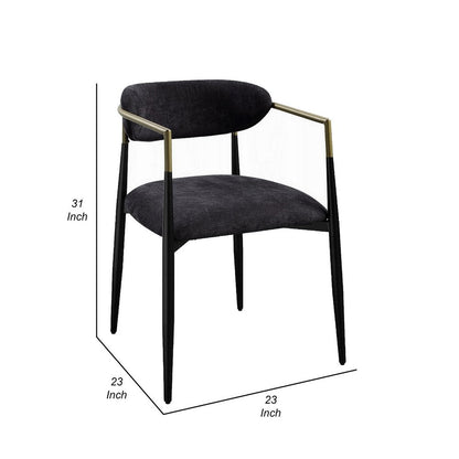 Vonn Dining Side Chair Set of 2, Black Gold Metal, Black Fabric