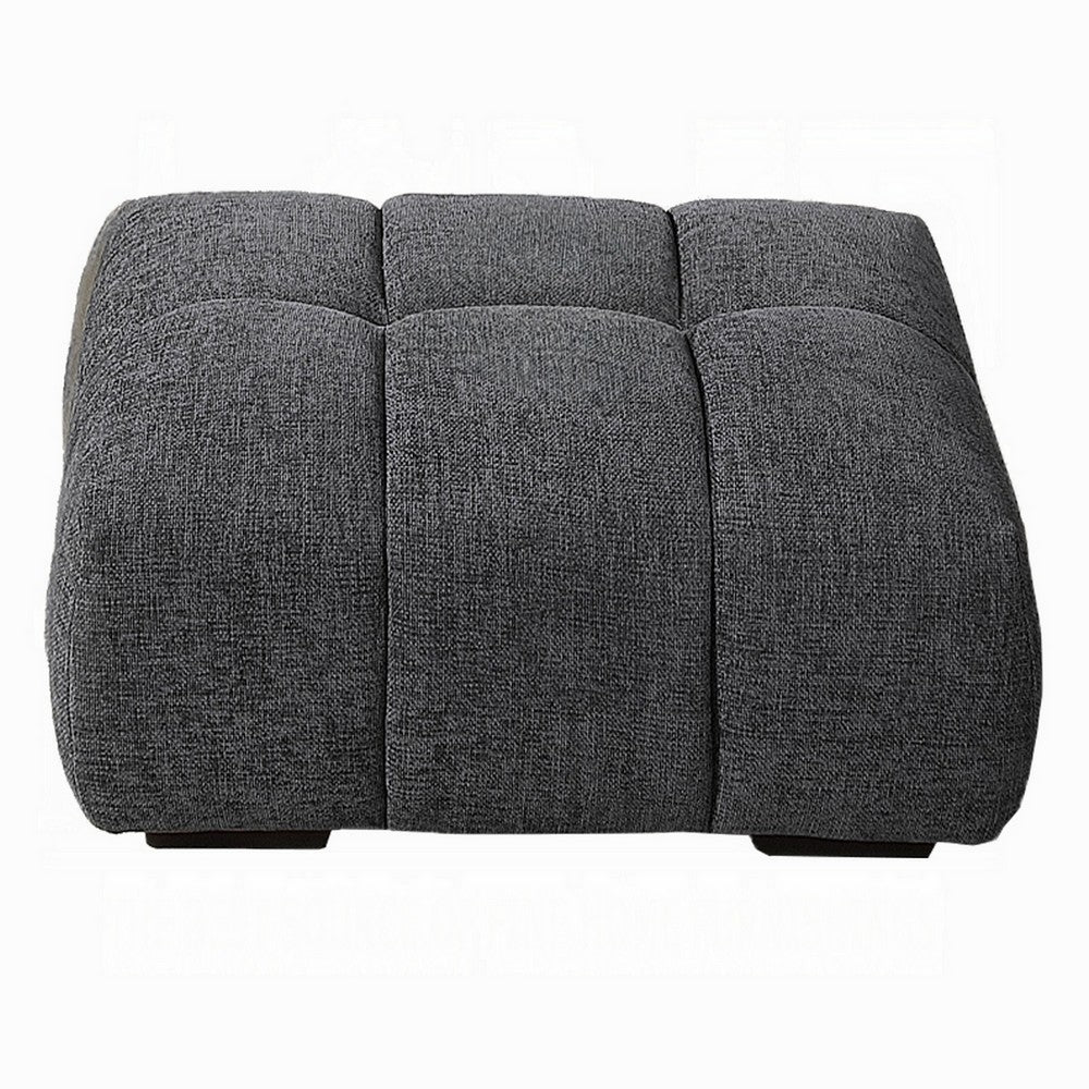 Cloe Modern Ottoman, Tufted Gray Linen Upholstery, 39x26 Solid Wood